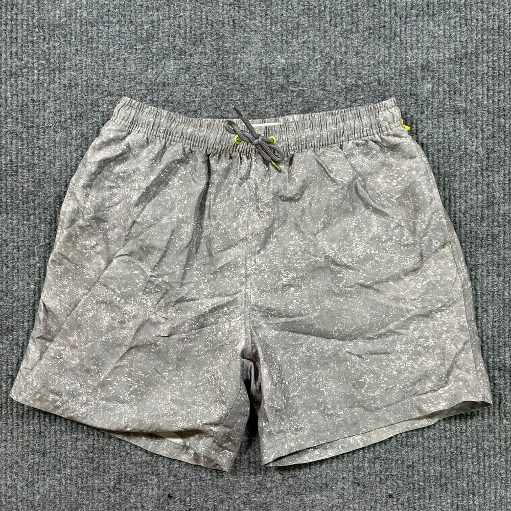 Uzzi‎ Mens Swim Trunks Size M Gray Speckled Elastic Waist Mesh Lined Pull On